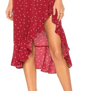 Whimsical burgundy Skirt with Heart and Moon Design